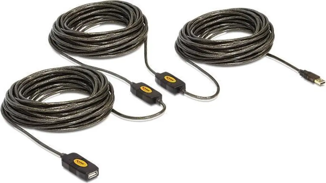 Delock Actieve USB2.0 Verlengkabel 30m - Zwart