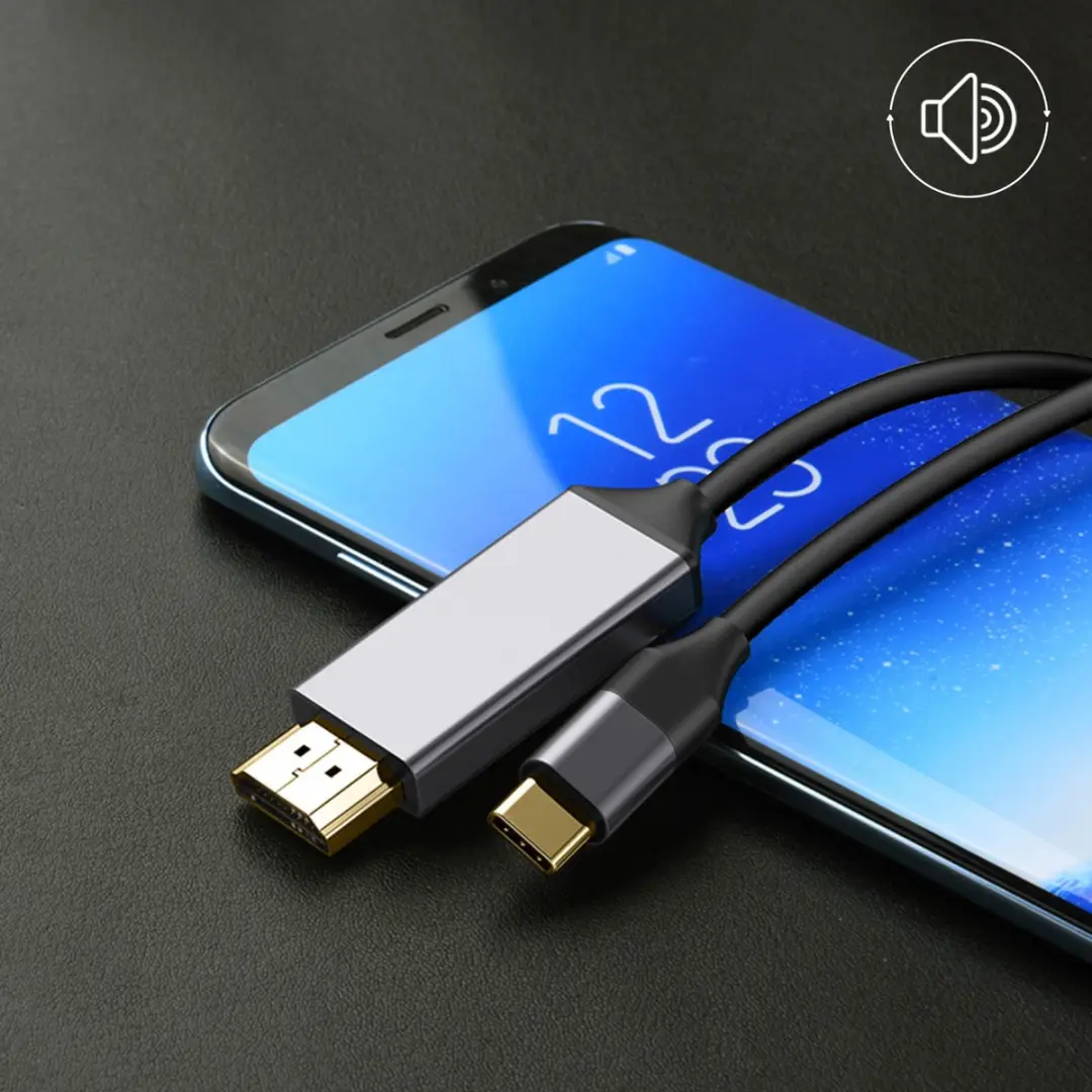 WiWu USB-C naar HDMI Adapterkabel 4K 2m - Zwart
