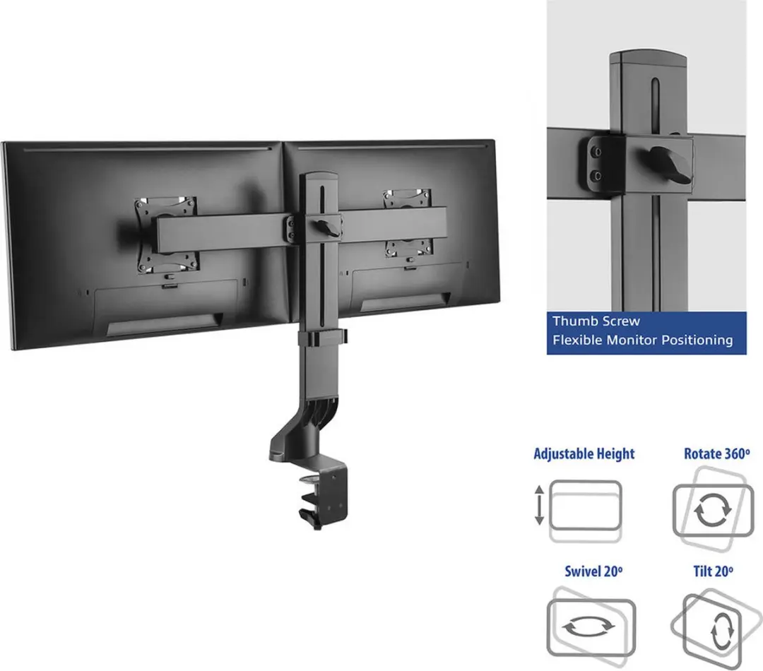 ACT Monitorarm AC8322 - 2 Schermen 10-27" - Zwart