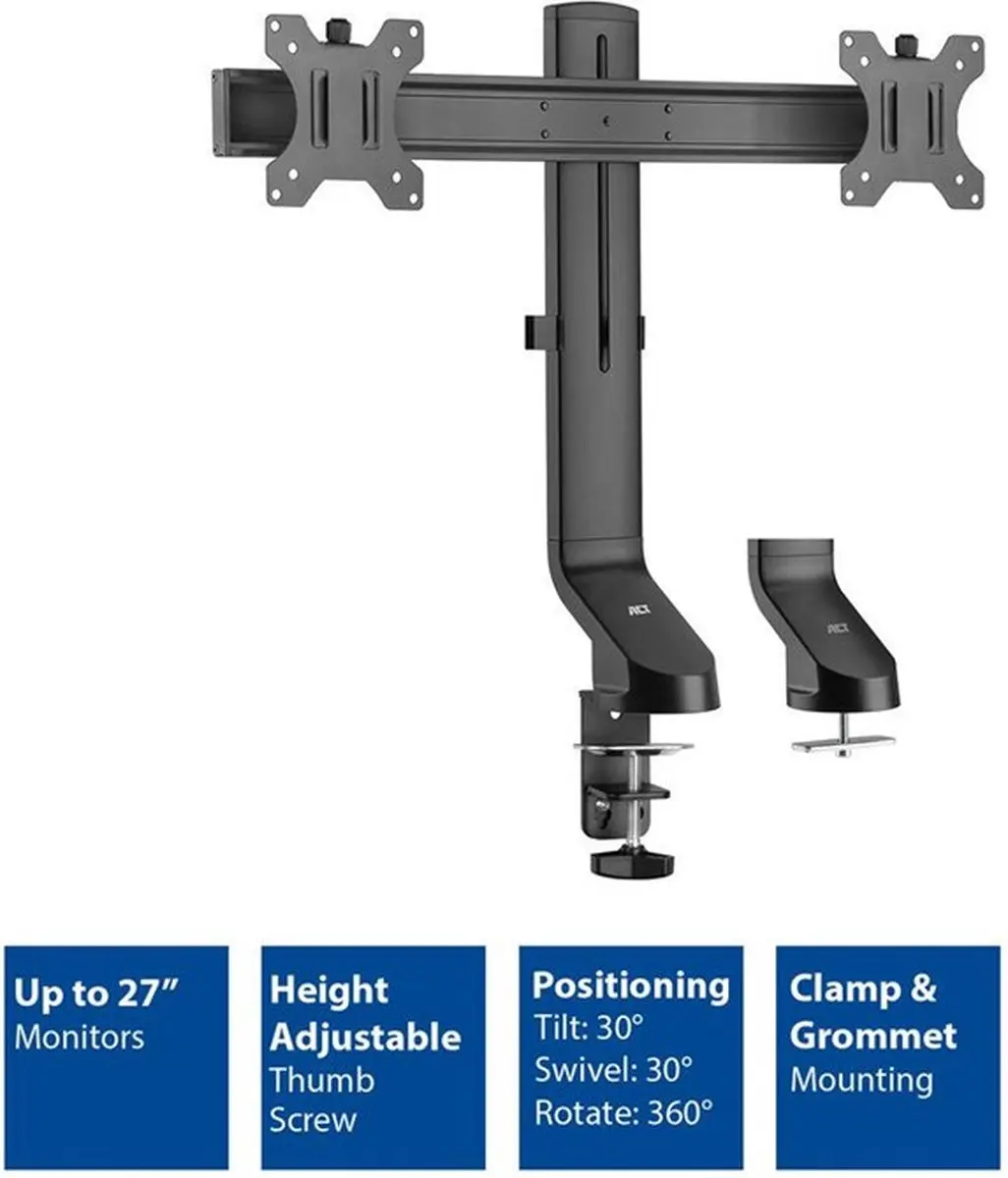 ACT Monitorarm AC8322 - 2 Schermen 10-27" - Zwart - afbeelding 6 van 6