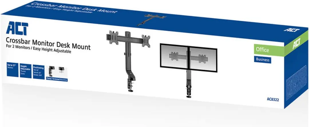 ACT Monitorarm AC8322 - 2 Schermen 10-27" - Zwart