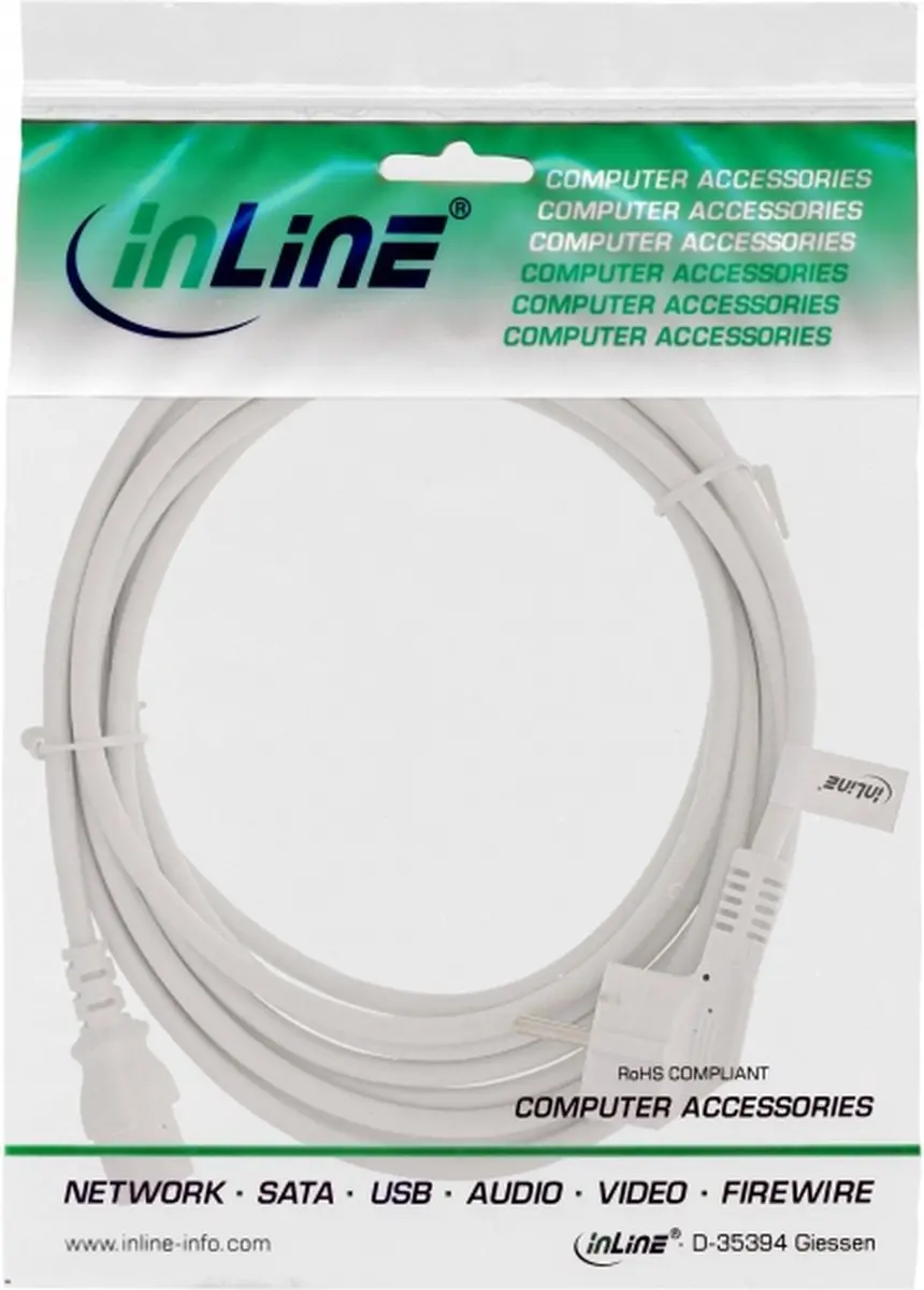 InLine 4043718143788 Wit CEE7/7 C13 stekker