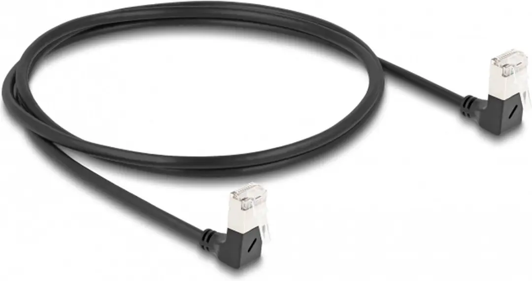 Delock Cat.6A S/FTP 90° RJ45 Kabel 1m - Zwart
