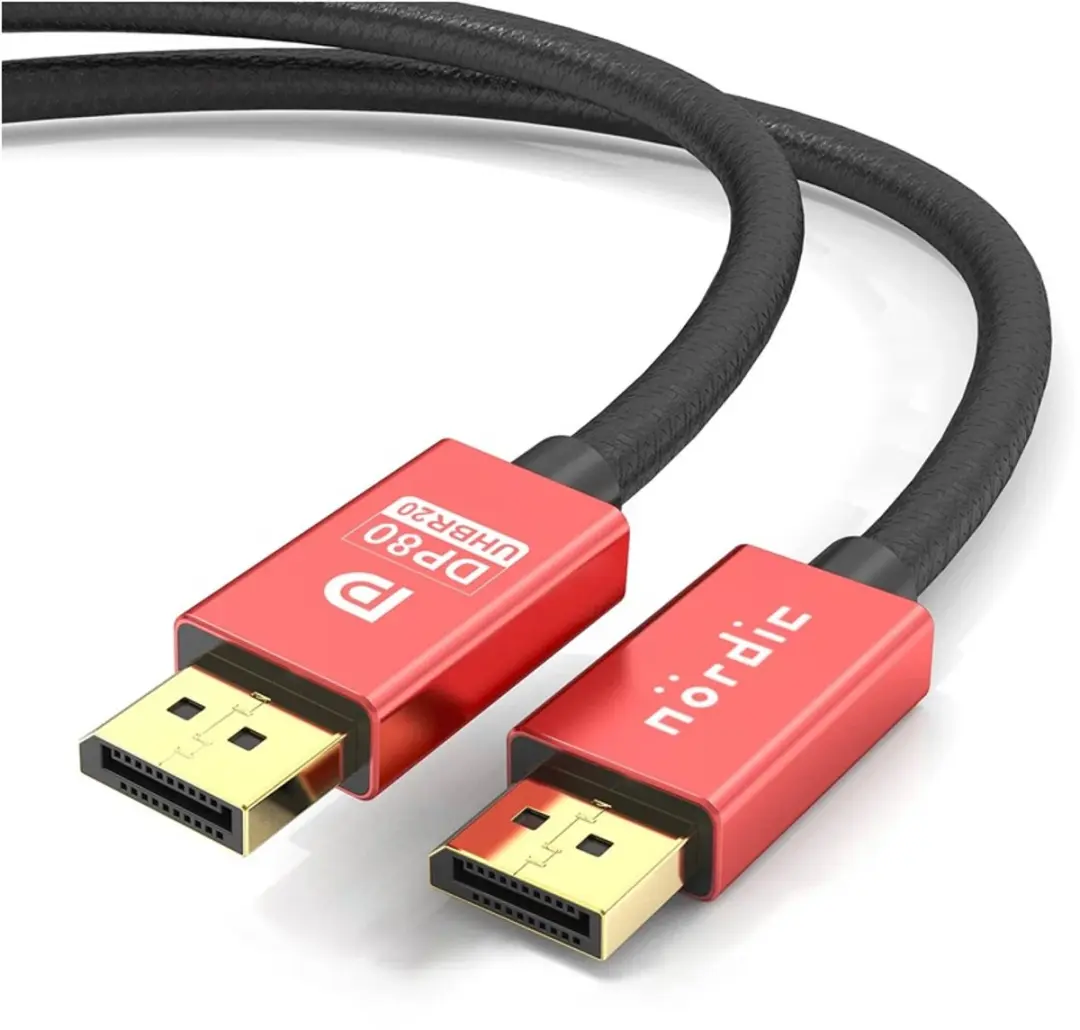 NÖRDIC DP-611 DisplayPort 2.1 Kabel 80Gbps 1m - Zwart/Rood - afbeelding 6 van 6