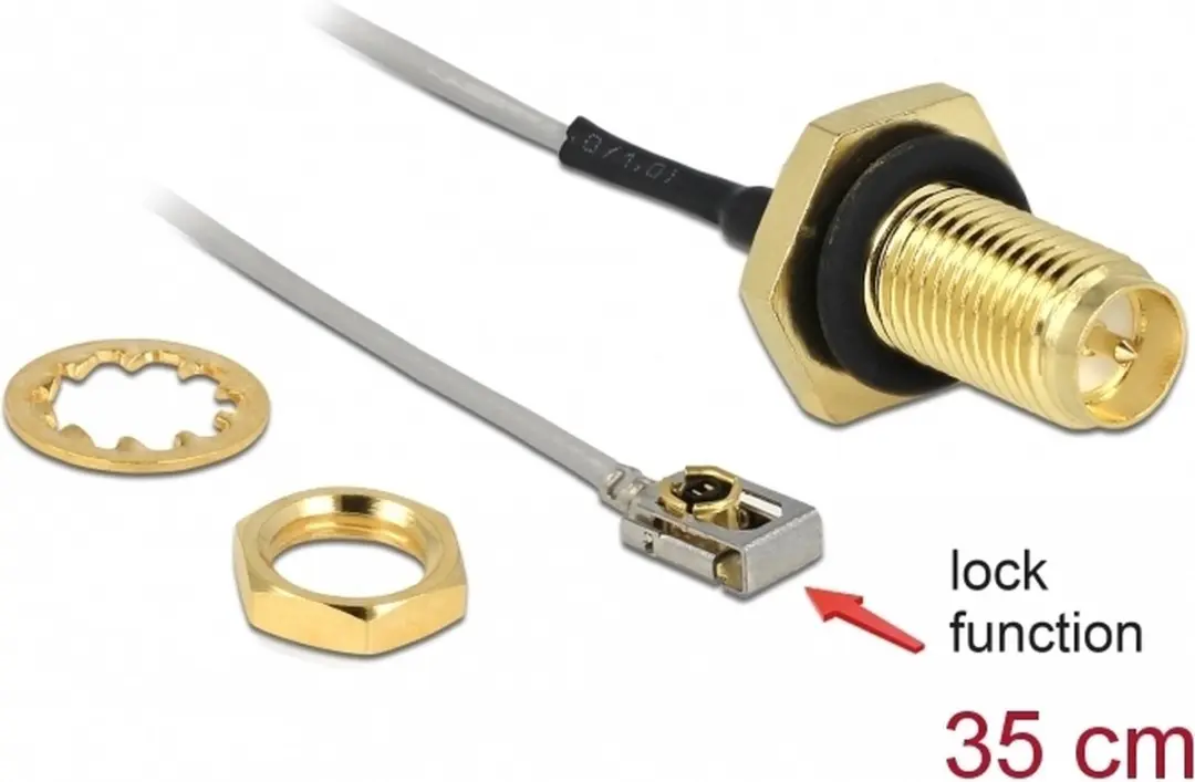 Delock MHF I LK - RP-SMA Kabel 50 Ohm - 0,35m - Grijs