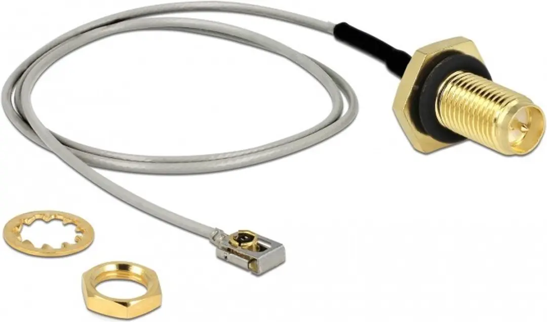Delock MHF I LK - RP-SMA Kabel 50 Ohm - 0,35m - Grijs