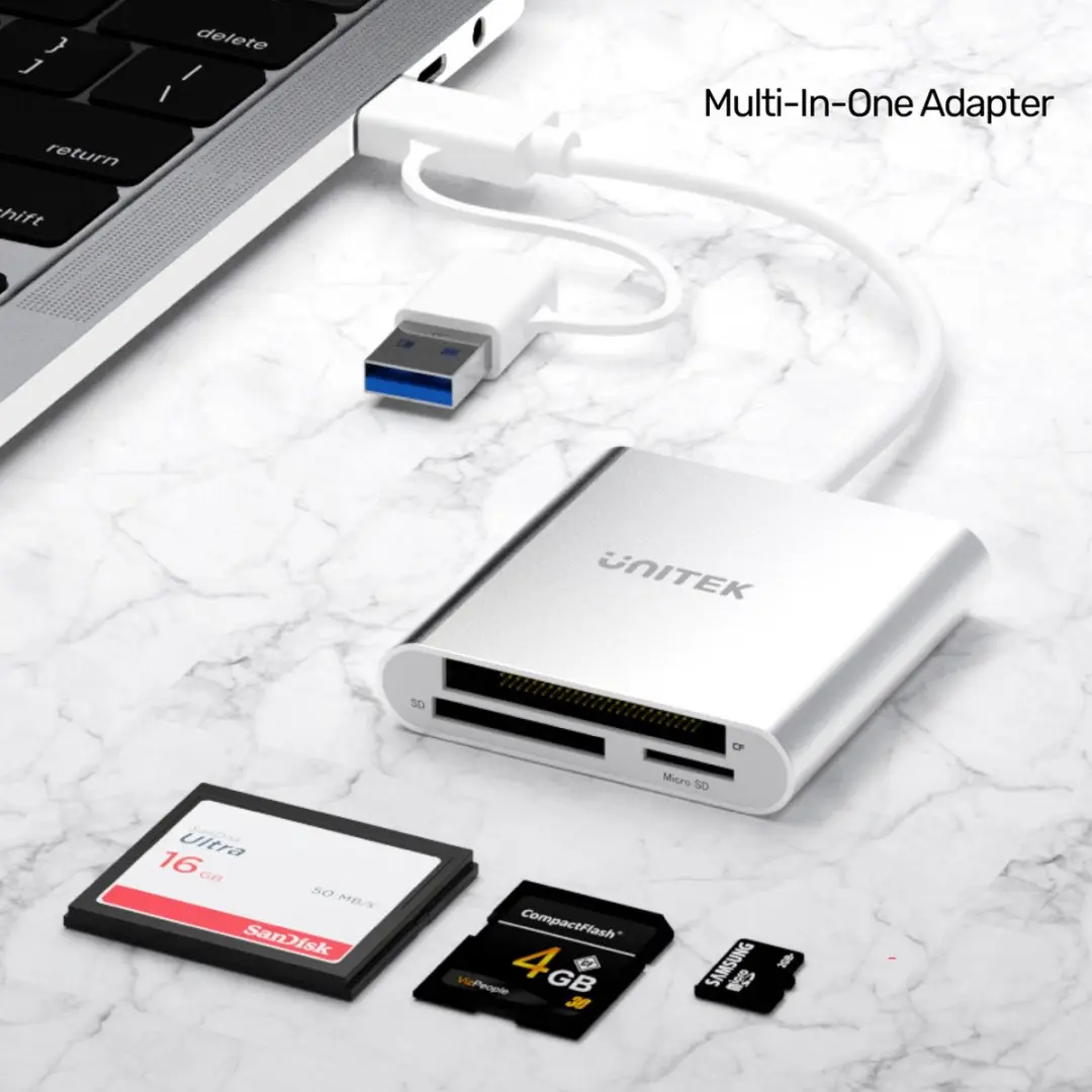 Unitek Y-9313D USB-C Kaartlezeradapter - Arctic Silver