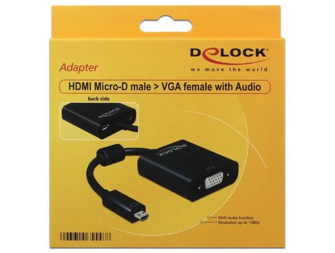 Delock HDMI Micro naar VGA Adapter met Audio - Zwart