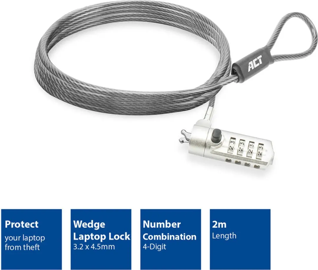 ACT Wedge Laptopslot AC9035 - 2m - Zilver