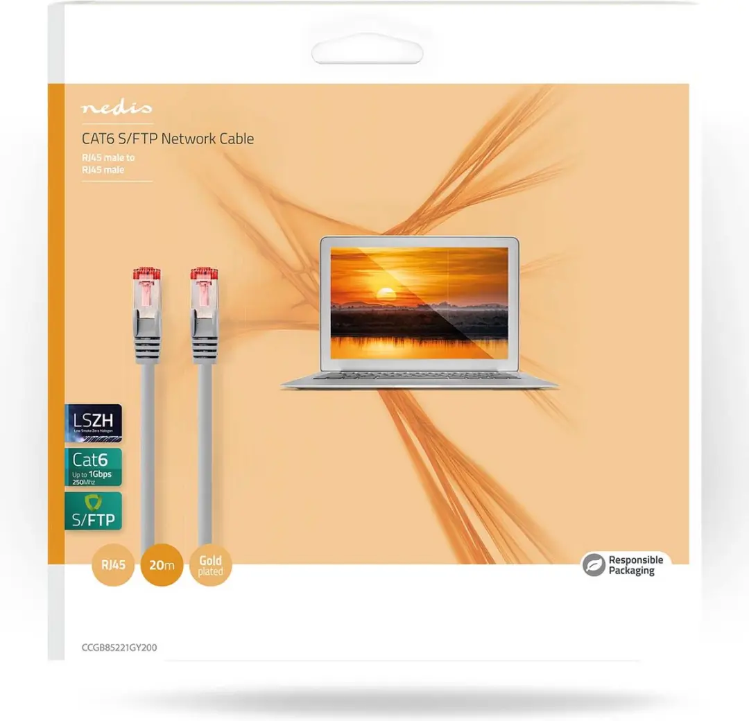 Nedis CAT6 Netwerkkabel CCGL85221GY200 - 20m - Grijs