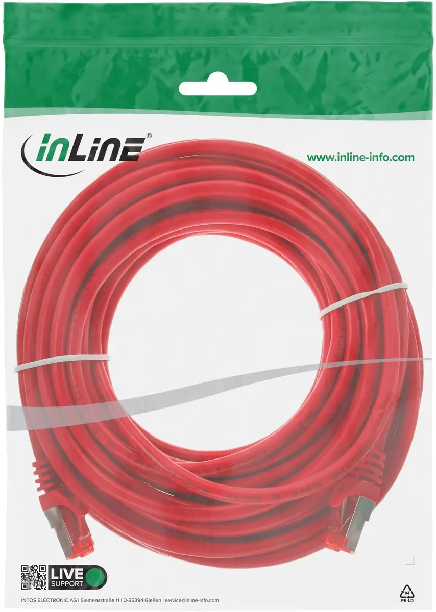 InLine Patchkabel S/FTP Cat.6 10m - Rood