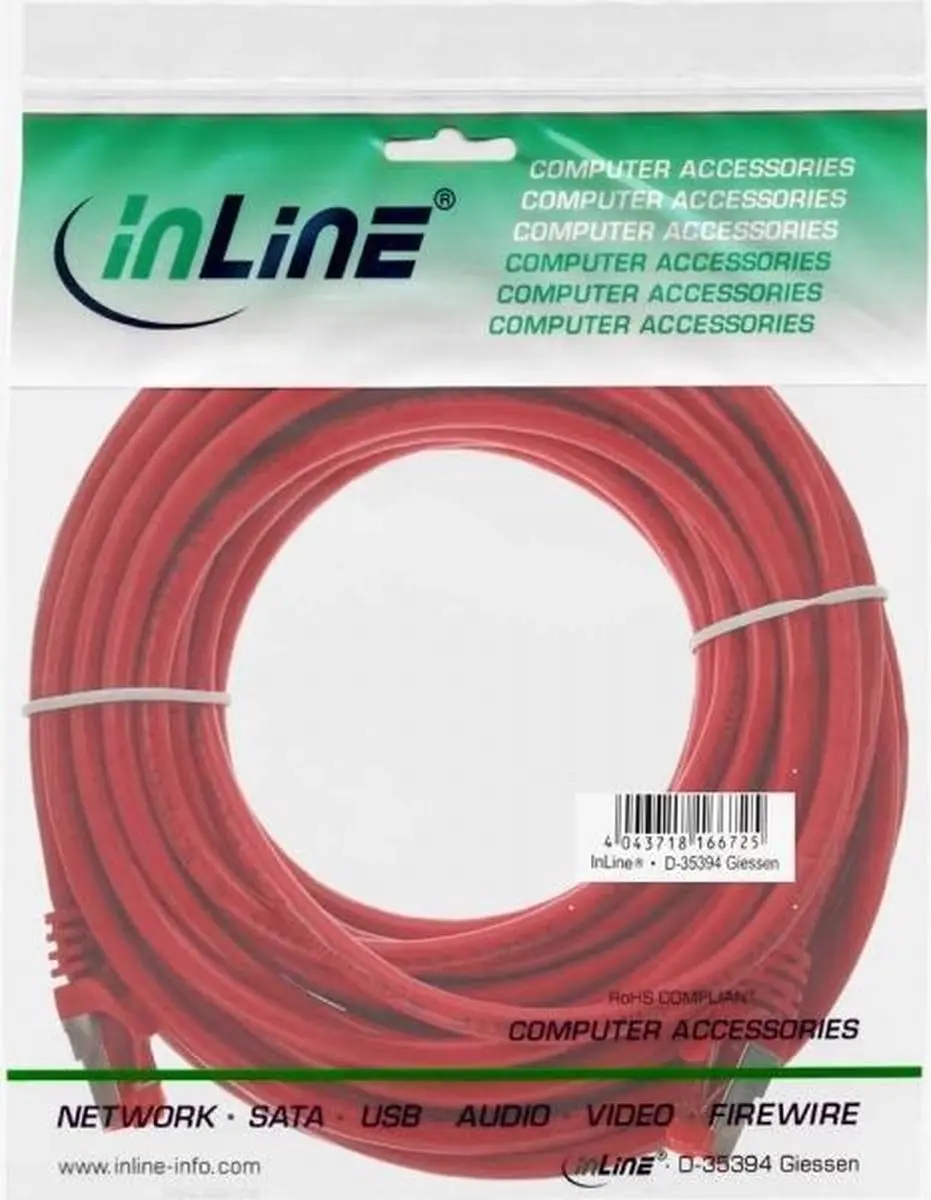 InLine Patchkabel S/FTP Cat.6 10m - Rood