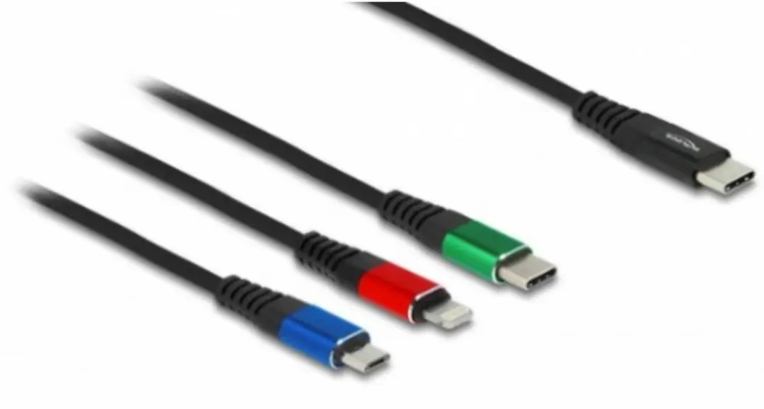 Delock 86820 USB-laadkabel USB-C/Micro-B/Lightning 0,30m - Zwart