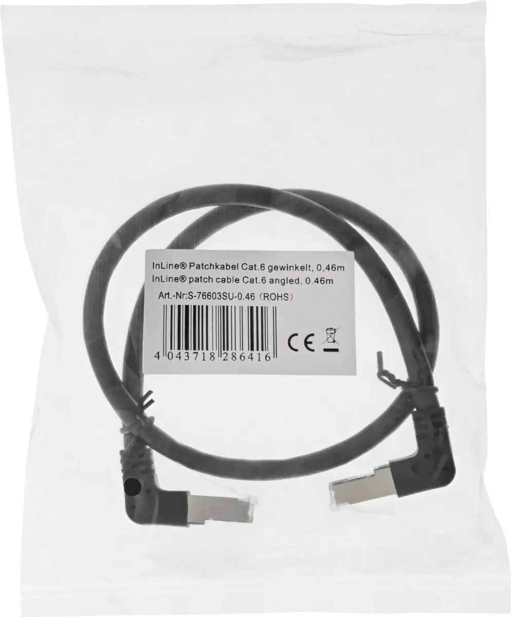 InLine Patchkabel S/FTP Cat.6 Haaks 2,36m - Zwart
