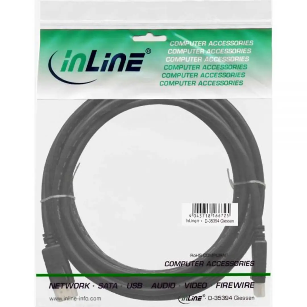 InLine DisplayPort Kabel 1.2 - 7,5m - Zwart