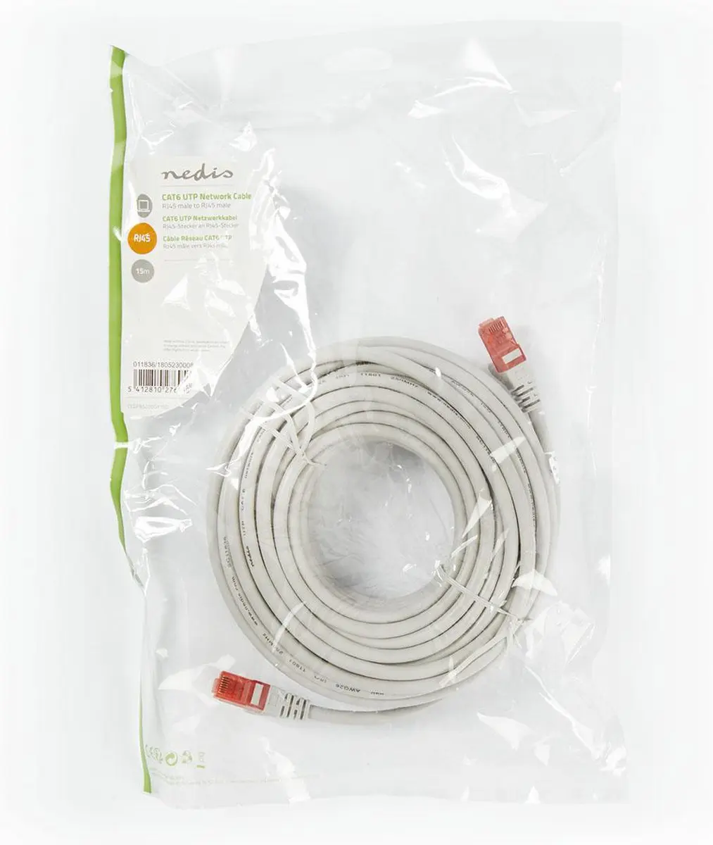 Nedis CAT6 Netwerkkabel RJ45 Male 15m - Grijs