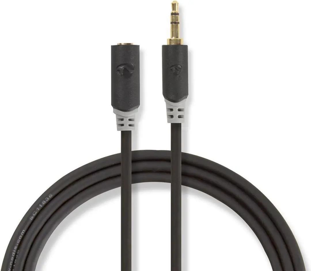 Nedis Stereo-Audiokabel 3,5mm M/F - 1m - Verguld - Antraciet