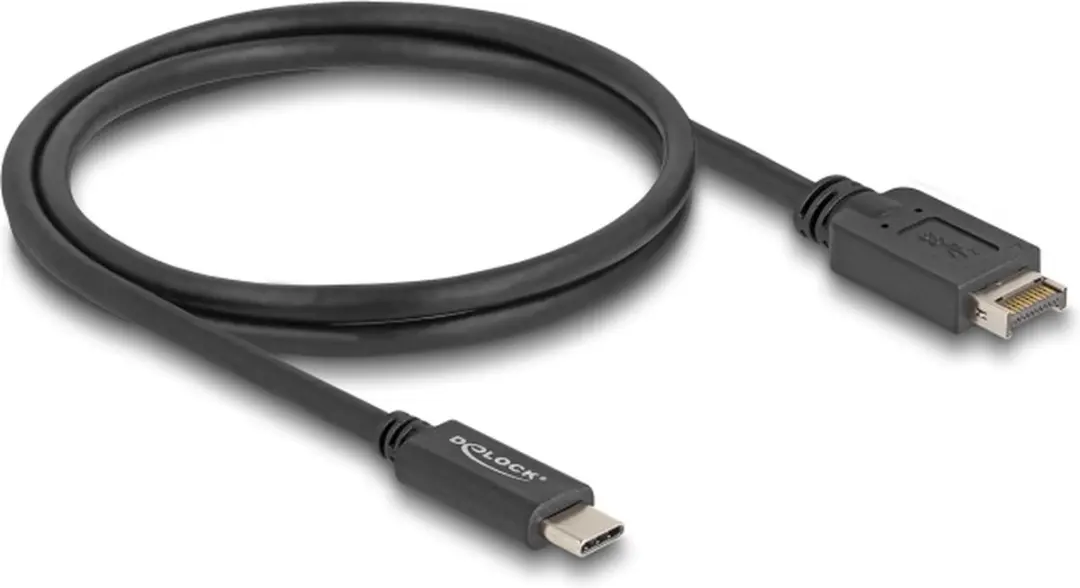 Delock USB 10Gbps Type-E 20-pin male naar USB-C male 1m - Zwart
