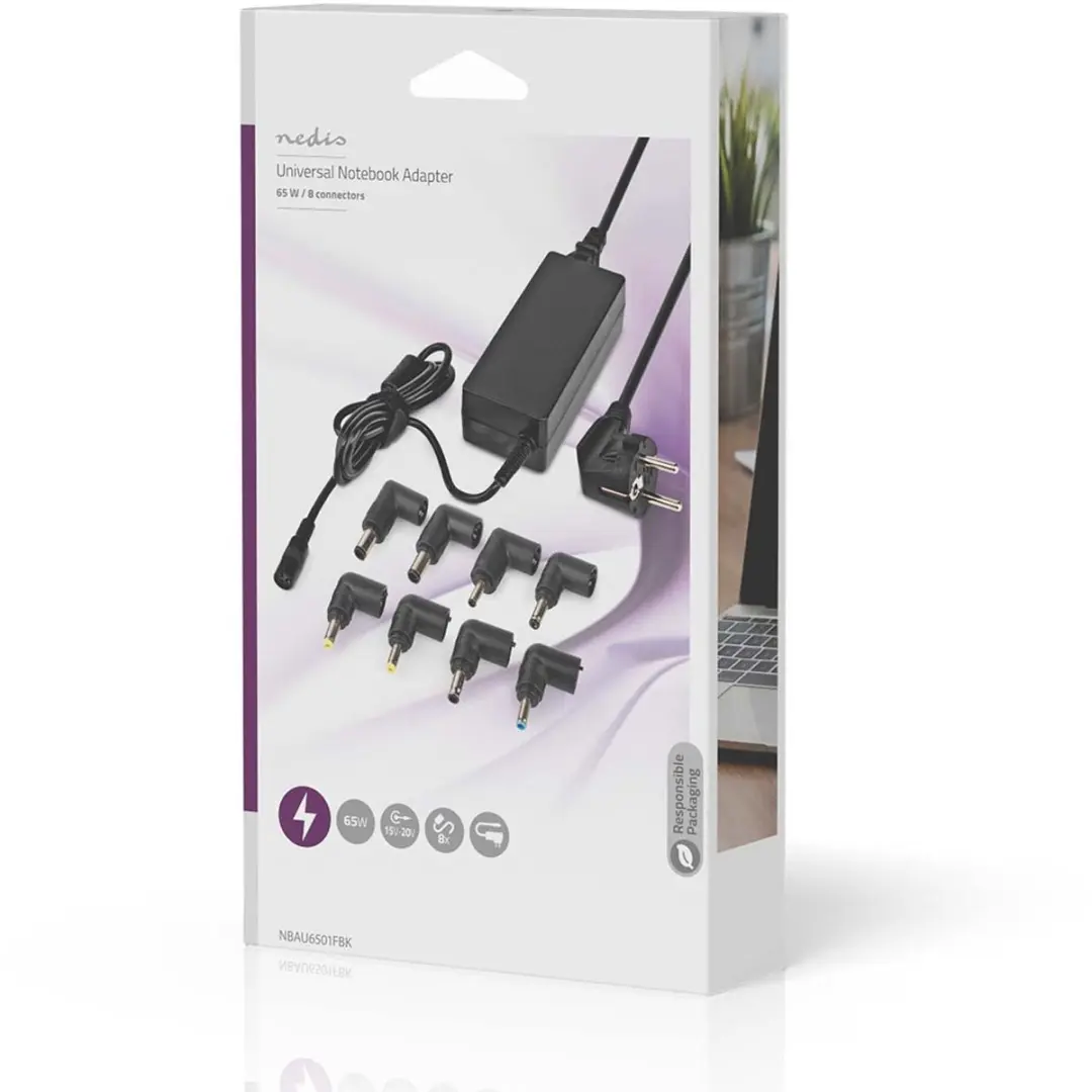 Nedis GaN NBAU65110BK Notebookadapter 65W - Zwart