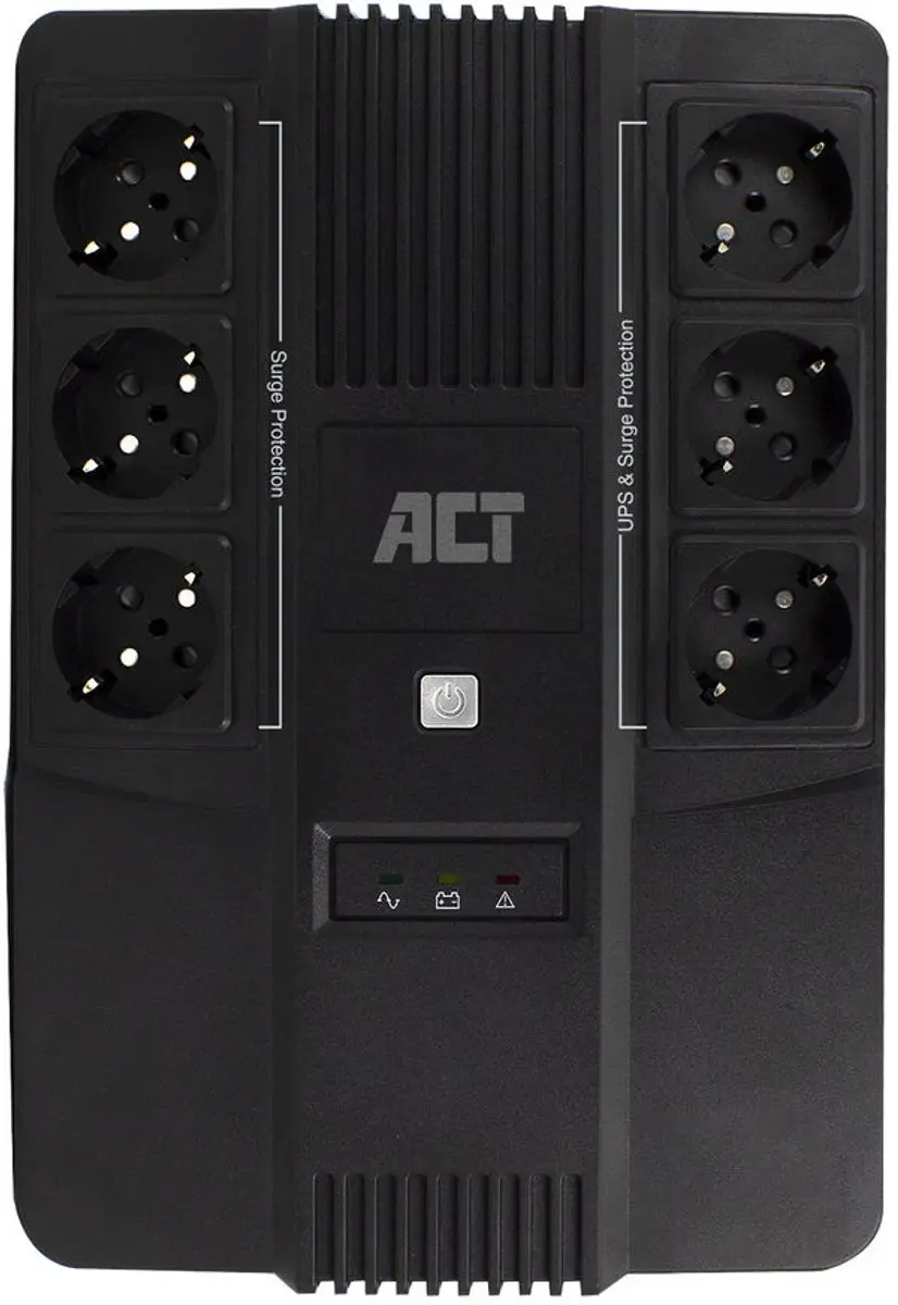 ACT UPS Noodstroom AC2300 600VA/360W - 6x Stopcontact - Line Interactive - Zwart