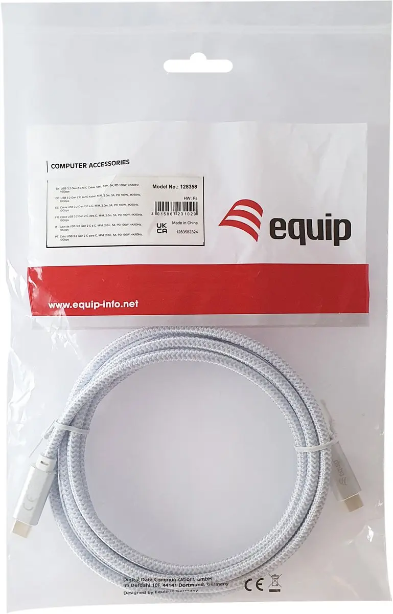 Equip 128360 USB-C Kabel M/M 3m - 100W PD - 4K/60Hz