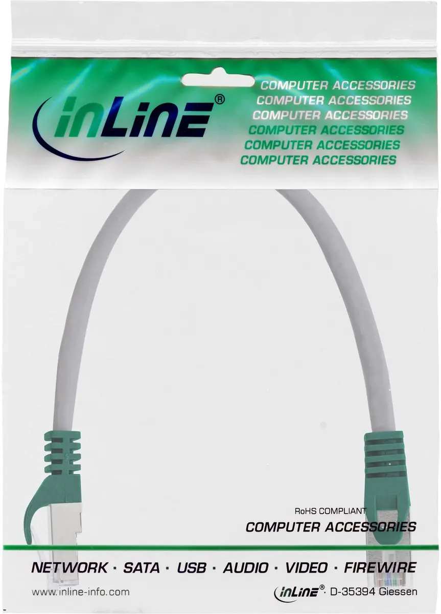 InLine Crossover Patchkabel SF/UTP Cat.5e 0,3m - Grijs