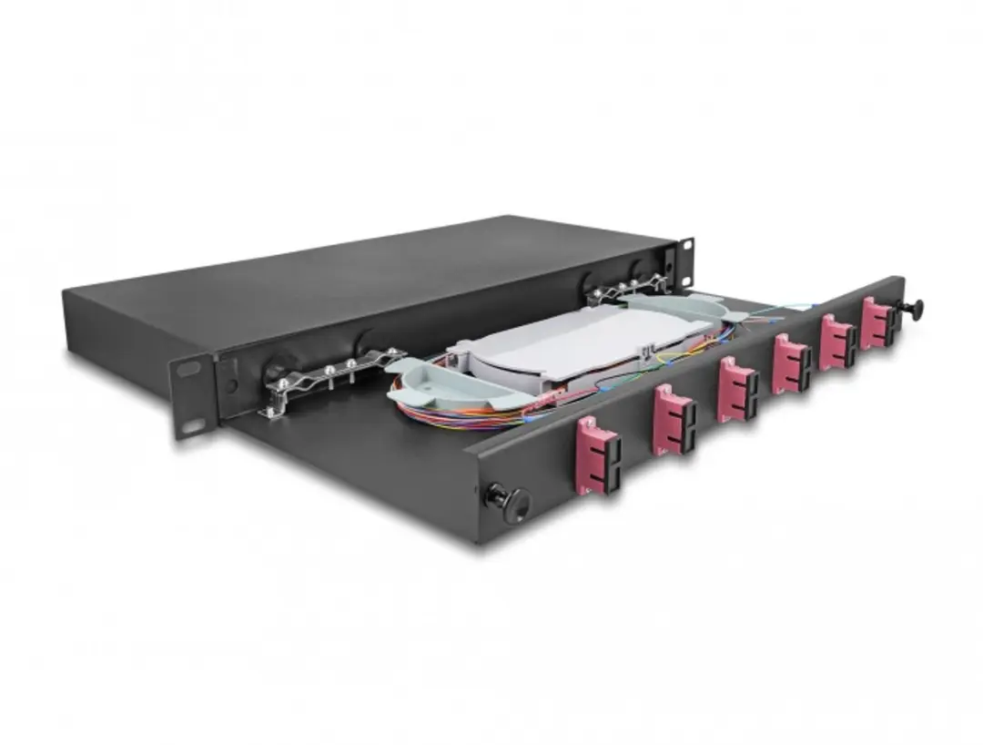 Delock 19" Optical Fiber Splice Box 6xSC Duplex OM4 - 1U - Zwart
