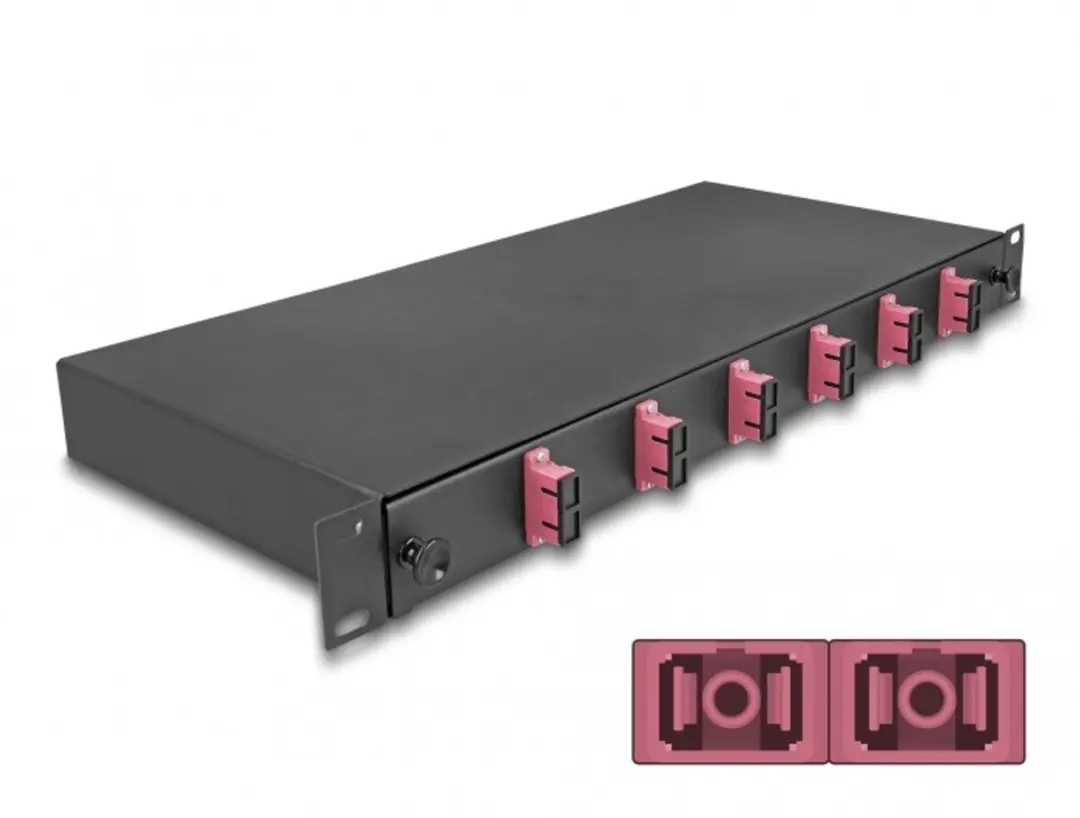 Delock 19" Optical Fiber Splice Box 6xSC Duplex OM4