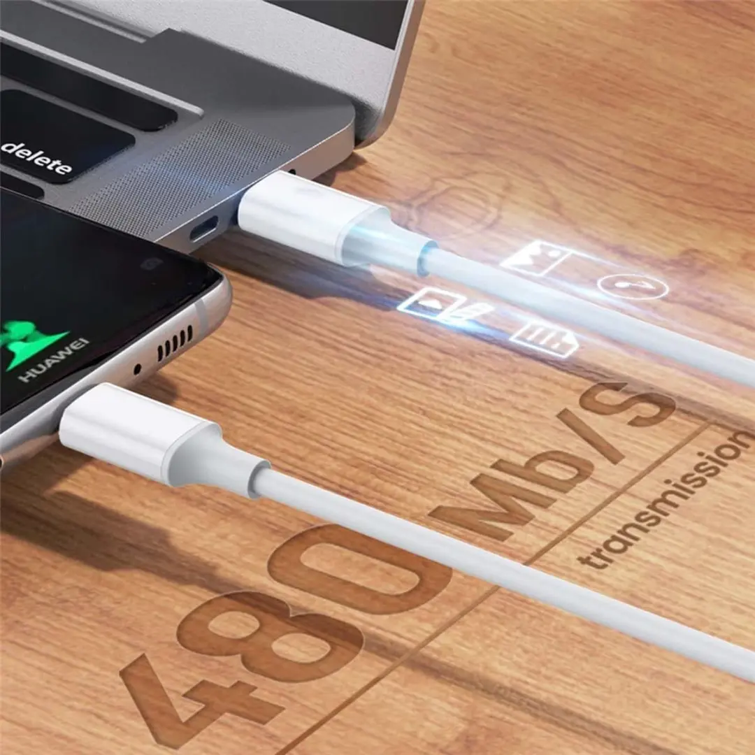 NÖRDIC USBC-310 USB-C Kabel 2,4A - 1m - Wit