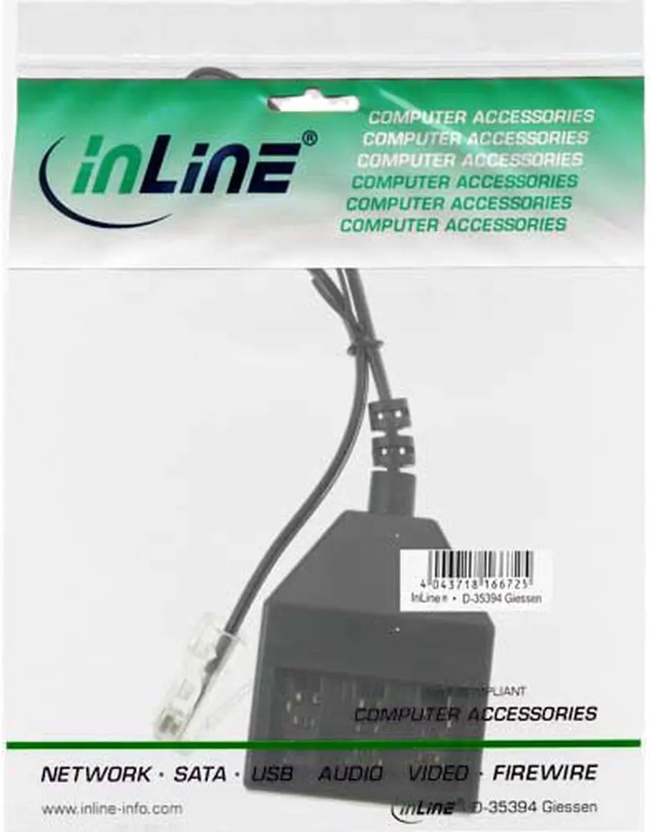 InLine TAE Adapterkabel RJ45 male naar TAE NFN 20cm - Zwart