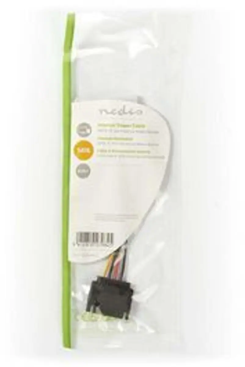Nedis SATA 15-Pins Male naar Molex Voedingskabel 0.15m - Verguld - Multicolor