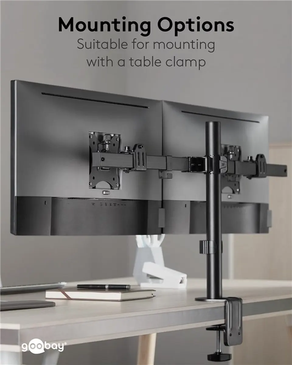 Goobay Flex Twin Monitorbeugel 59394 - 2x 17-32" - VESA 75x75mm - Zwart