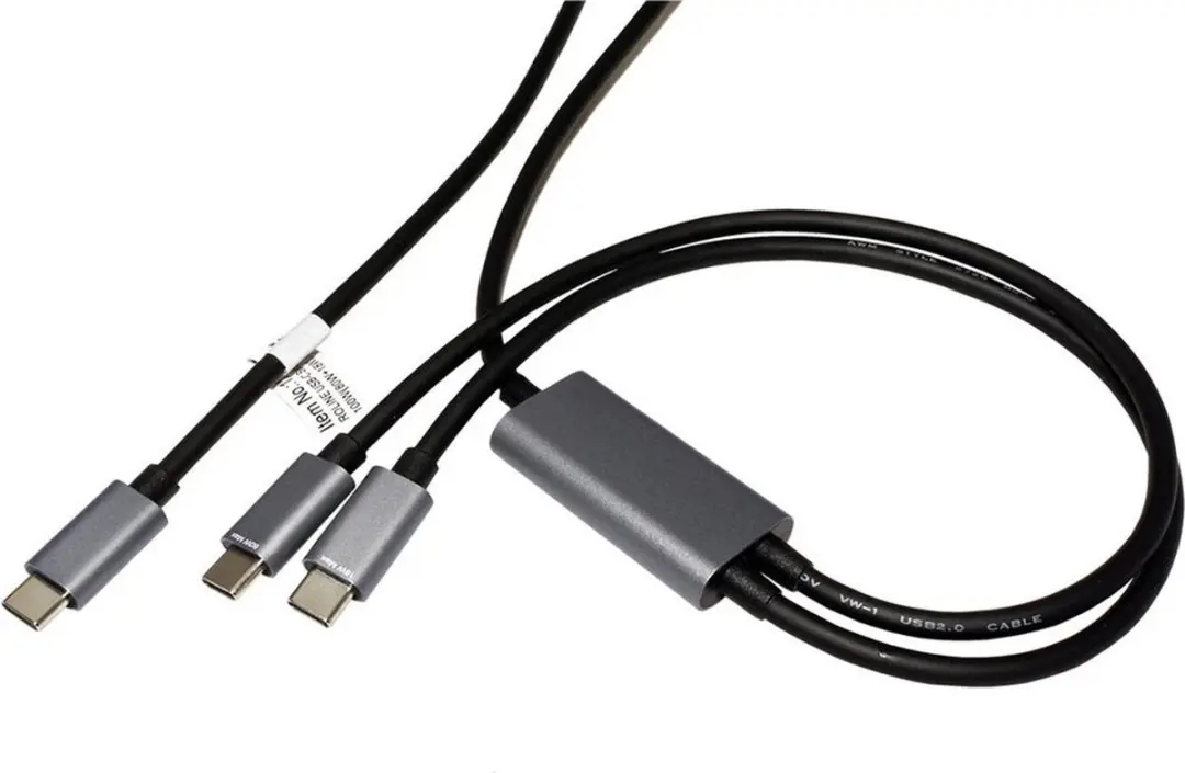 Roline USB-C Split Opladerkabel 2x C M/M 100W - 1,85m Zwart
