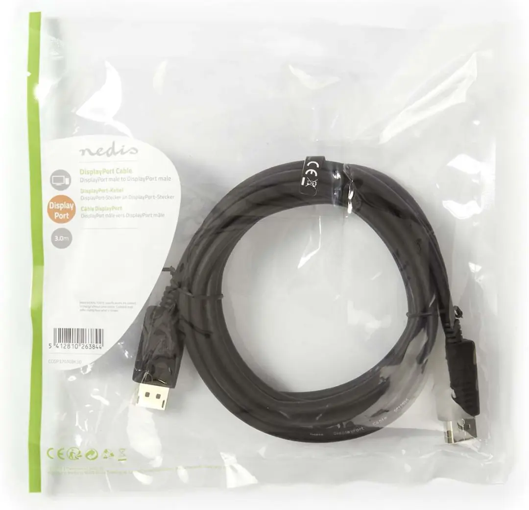 Nedis DisplayPort Kabel 4K@60Hz 3.00m - Zwart