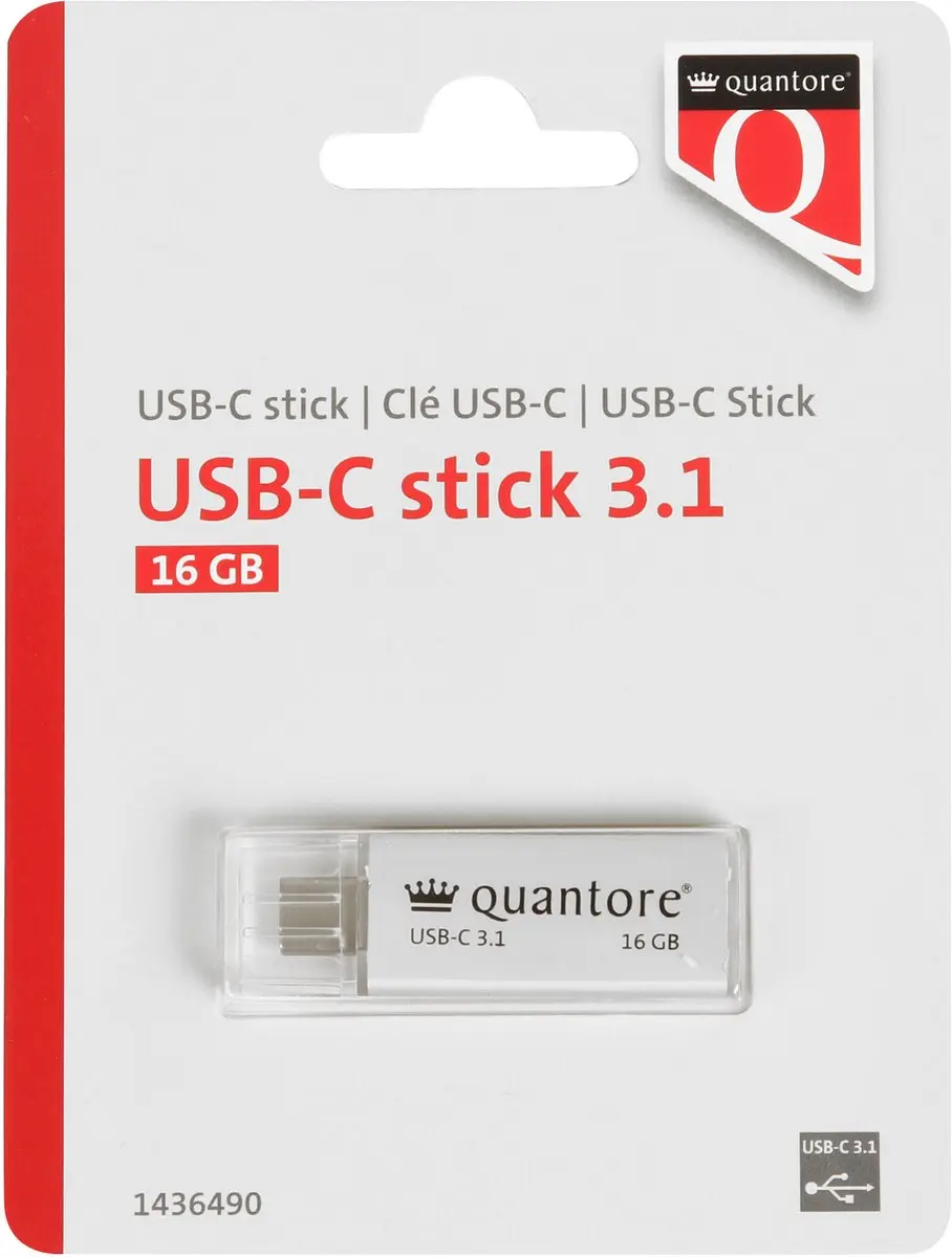 Usb stick 3.1 quantore usb-c 16gb zilver