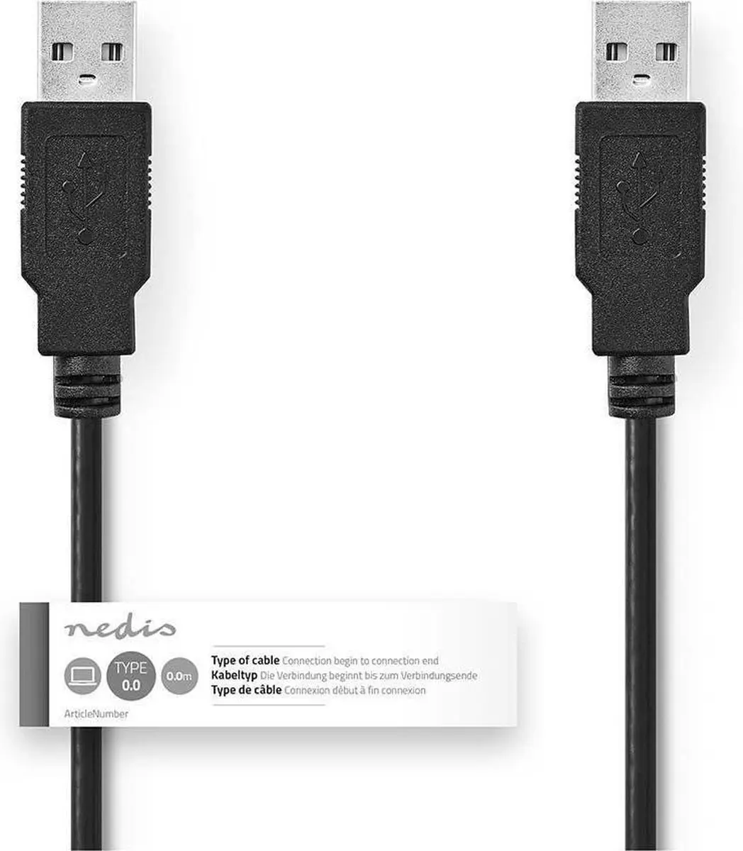 Nedis USB 2.0 A-A Kabel 7.5W 1m - Zwart - afbeelding 6 van 6