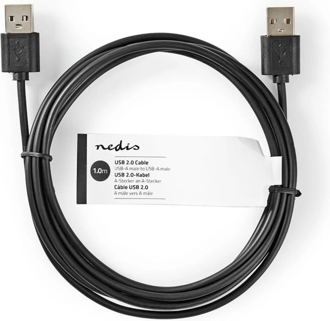 Nedis USB 2.0 A-A Kabel 7.5W 1m - Zwart
