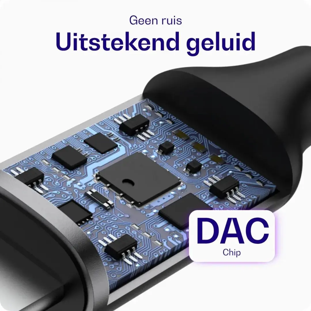 Buddi Ease 3.5mm naar USB-C Adapter - 16Bit/48kHz - Zwart