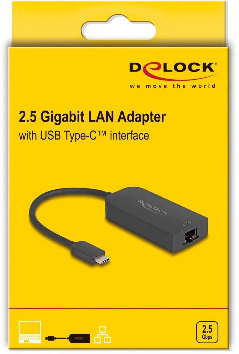 Delock USB-C naar 2.5Gbps LAN Adapter - Zwart