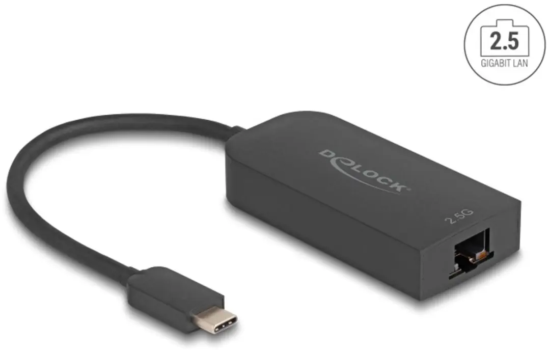 Delock USB-C naar 2.5Gbps LAN Adapter - Zwart