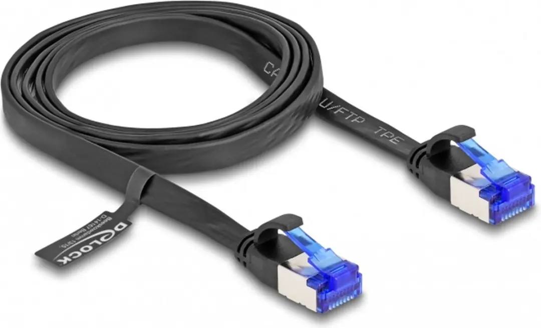 Delock RJ45 Flat Patchkabel Cat.6A 1m - Zwart
