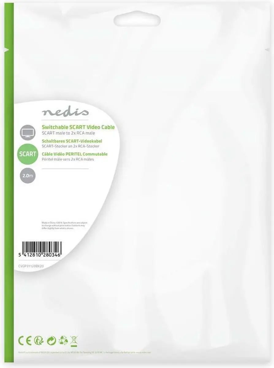 Nedis SCART Kabel CVGP31120BK20 - 2x RCA Male - 2m - Zwart