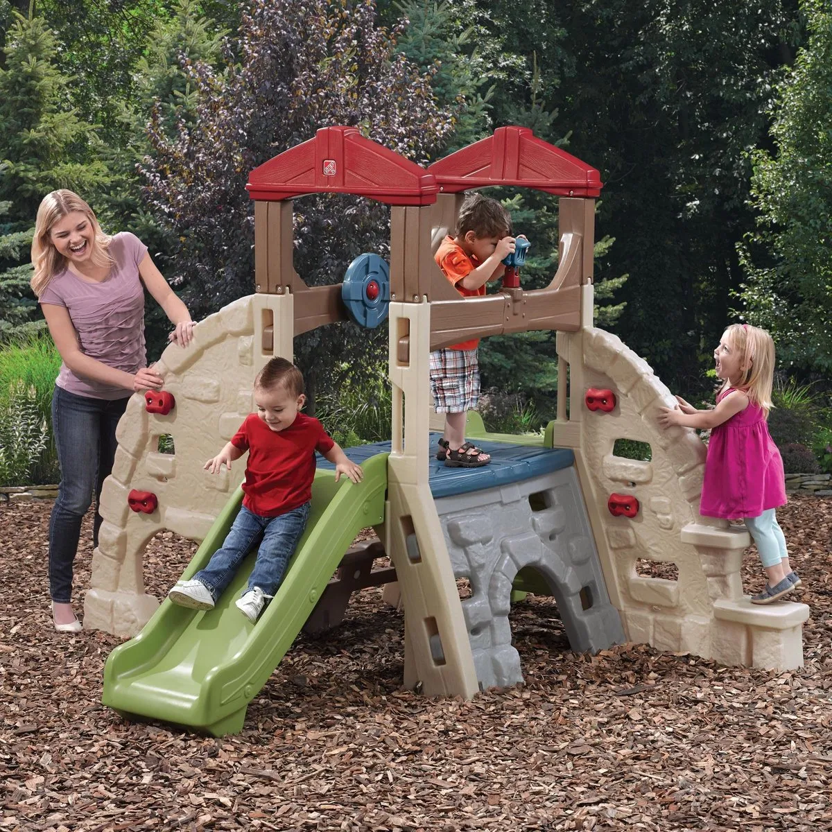 Step2 Alpine Ridge Climber & Slide Klimspeeltoestel - Beige/Groen - afbeelding 6 van 6