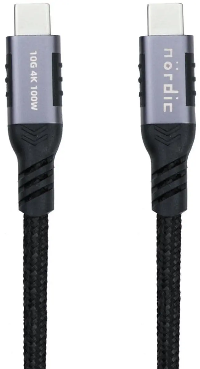 NÖRDIC USBC-N1371 USBC-kabel 10Gbps 100W - 50cm Spacegrijs