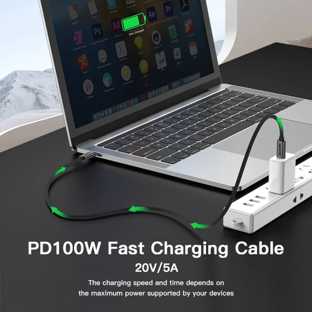 NÖRDIC USBC-N1371 USBC-kabel 10Gbps 100W - 50cm Spacegrijs