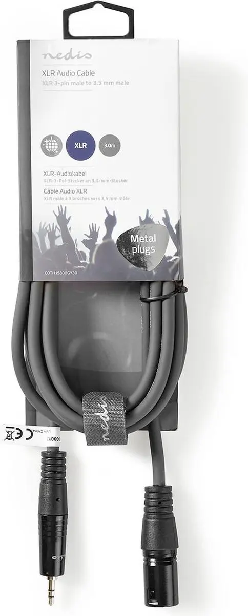 Nedis Gebalanceerde Audiokabel XLR 3-Pins Male 3,5mm Male 3m - Donkergrijs