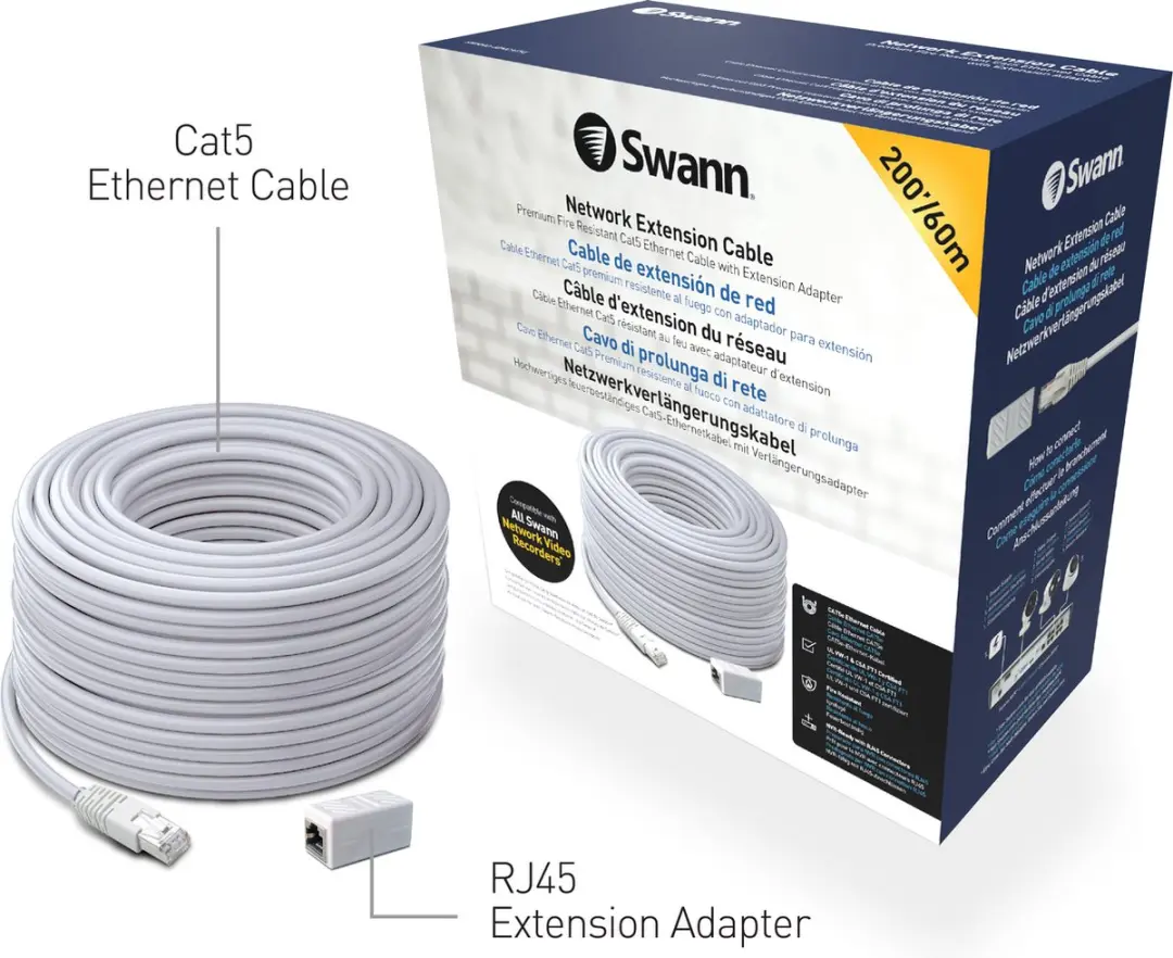 Swann SWNHD-60MCAT5E-GL Ethernet Extensiekabel 60m - Wit