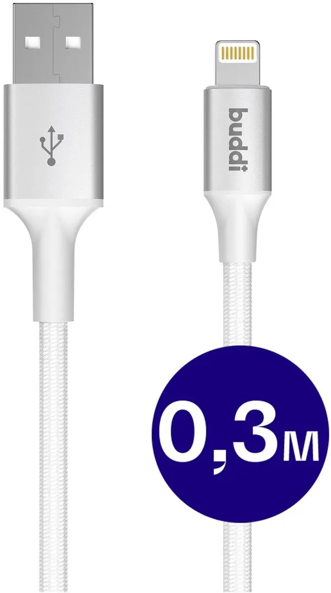 Buddi Flex USB-A naar Lightning Kabel 12W Wit