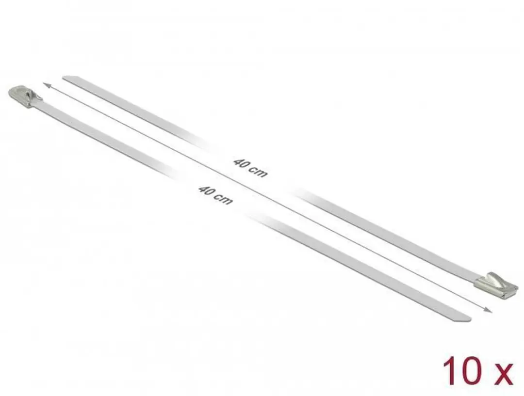 Delock Roestvrijstalen Kabelbinders 400x4,6mm - Wit - 10 Stuks