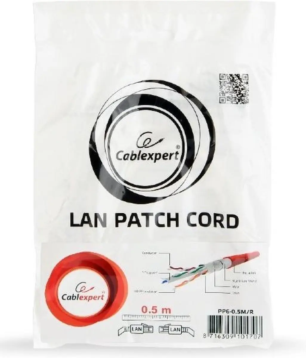 Gembird Cat.6 FTP Ethernet-kabel 0,5m - Rood
